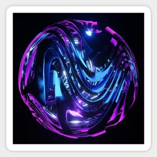 Bright Colorful Swirling Metallic Ribbon Sphere Sticker